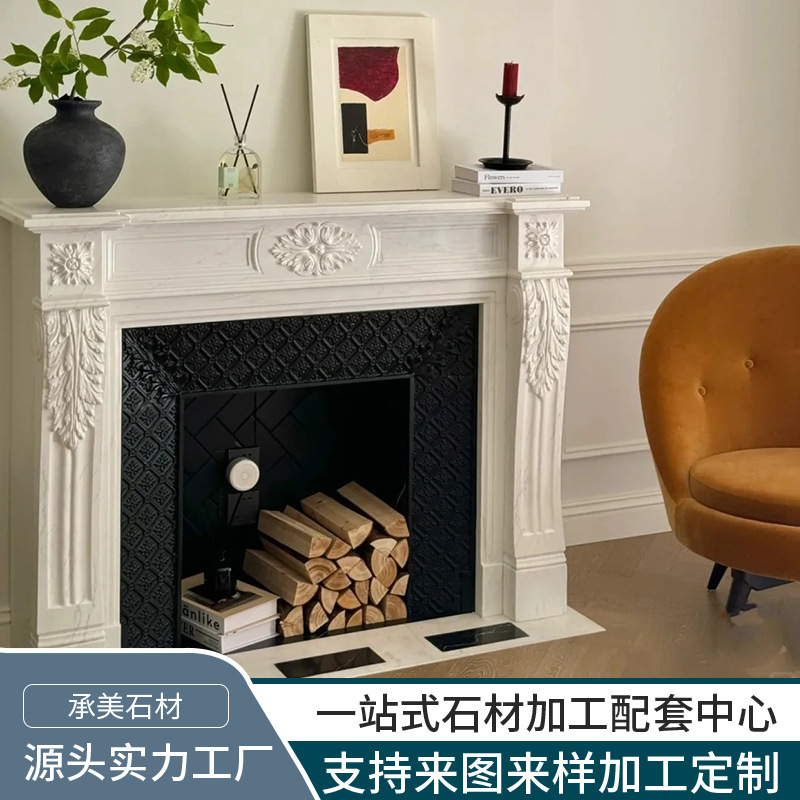 源头工厂汉白玉壁炉天然大理石奢石客厅走廊大平层商品房别墅酒店