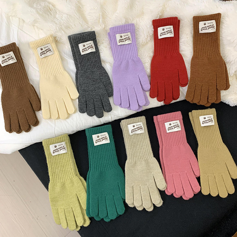 Guantes de ciclismo 2025, otoño y invierno nuevos guantes de punto de lana gruesa alargada guantes de dedo caliente al por mayor