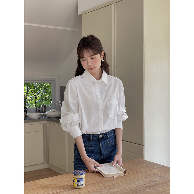 [Early Spring Lillian 2 Colors] Goming 3D Floral Shirt Spring New Korean Style Long Sleeve Top Y1779F