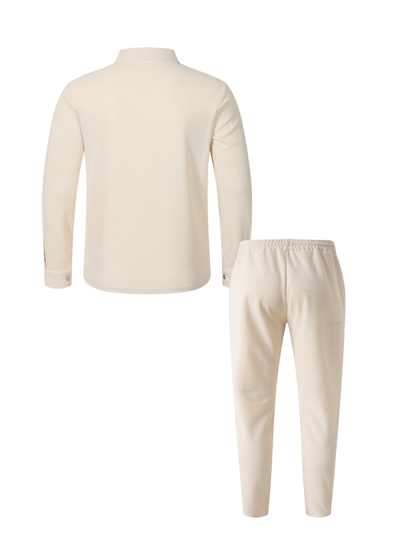 Men's Waffle Pattern Polo Shirt And Trousers Co-ord Set Casual_voghion.com