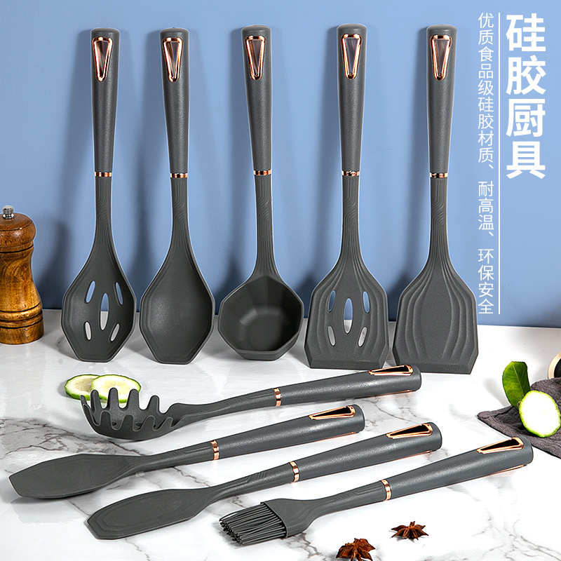 新品PP柄硅胶厨具套装耐高温家用炒菜中式铲汤勺漏勺不粘锅勺铲|undefined