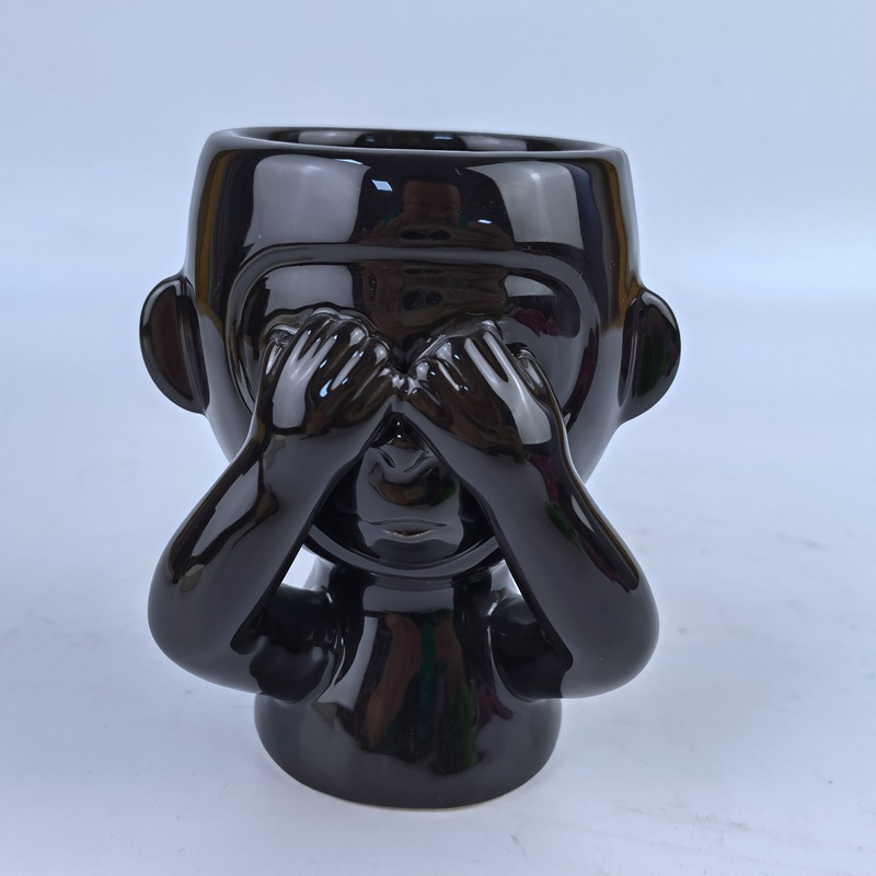 Maceta de cerámica nórdica, maceta de mesa familiar, maceta decorativa, maceta de cerámica pequeña, maceta de flores de mono de tres no, maceta hidropónica