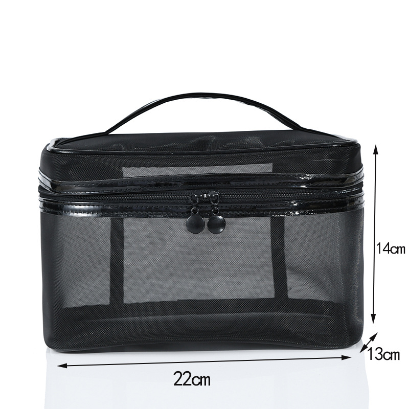 Bolsa de almacenamiento de malla transparente, bolsa de aseo portátil de viaje, bolsa organizadora de artículos diversos de malla de nailon, entrega directa del fabricante. image 48
