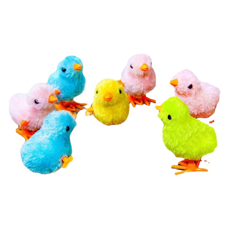 Winding clockwork chicken simulation plush toy Net red jumping chicken same style children's nostalgic toy