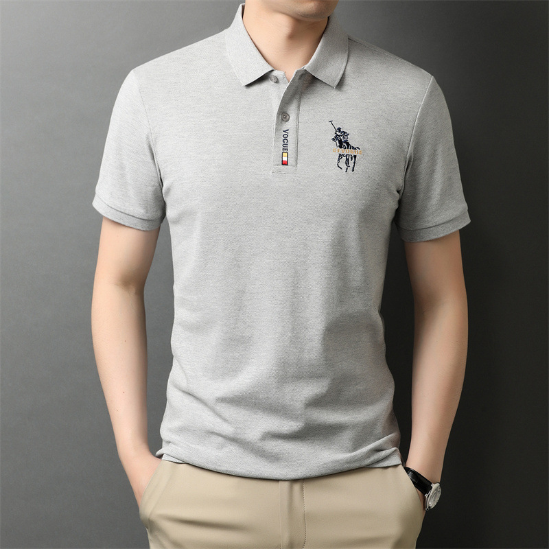 Verano de los hombres de manga corta Camiseta Paul de gama alta bordado solapa Polo Comercio exterior pesado de media manga superior de los hombres