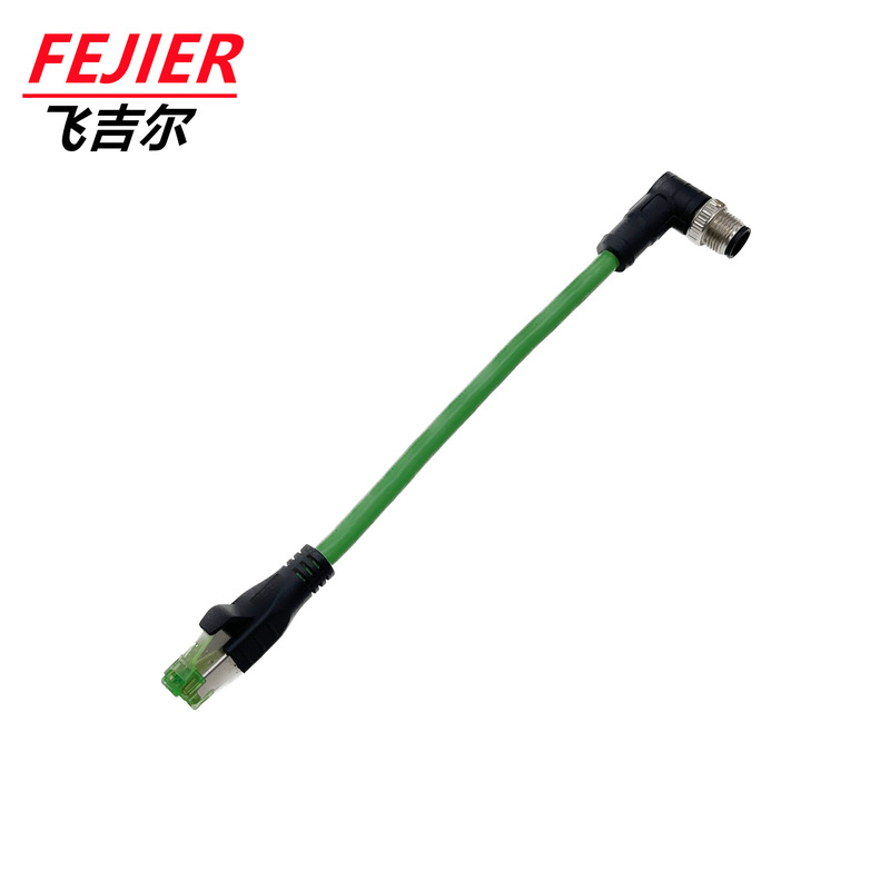 M12 8P to Rj45 Coding Cable Network Protocol Ethernet Connector X-Type Elbow to Rj45 Connector
