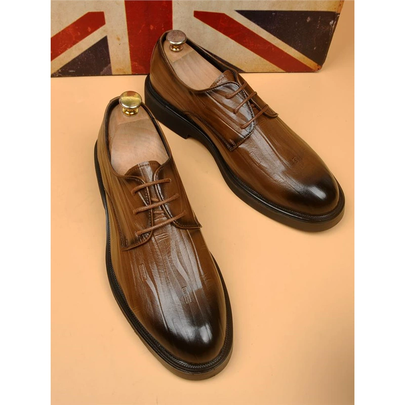 Кожаная обувь мужская деловая одежда высокого класса обувь дерби удобная и дышащая свадебная обувь жениха мужская обувь на толстой подошве