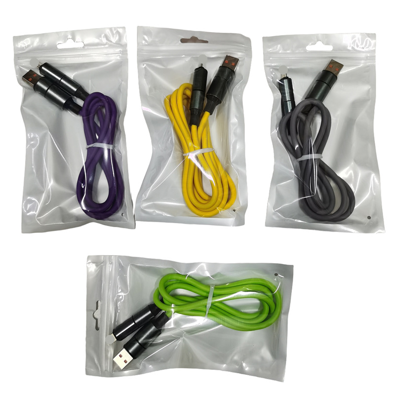 240w silicona cuatro en uno cable de datos girasol dos cargas rápidas para cargar teléfonos móviles de Apple Huawei typec