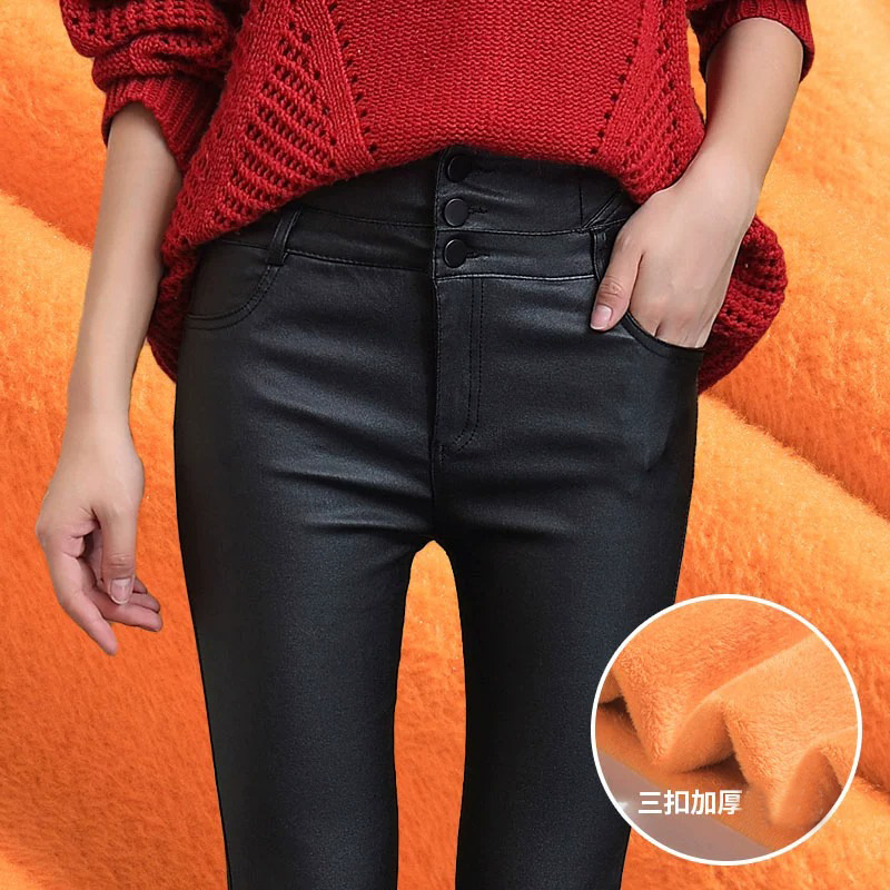 Pantalones de cuero mate para mujer, novedad de verano 2026, leggings de cintura alta versátiles y ajustados, pantalones delgados que estilizan la figura. image 15
