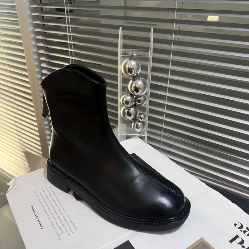 Square-heeled Slim Women's British Style Versatile 2023 Autumn And Winter Internet Celebrity Soft Leather_voghion.com
