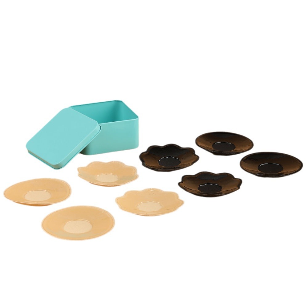 Invisible silicona pegatinas de pecho/silicona de mama pegatinas/pezón pegatinas anti-exposición anti-Bump pecho pegatinas caja de polvo