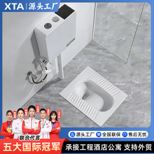 工程款陶瓷蹲便器家用带水箱套装卫生间防臭蹲坑式便盆虹吸大口径