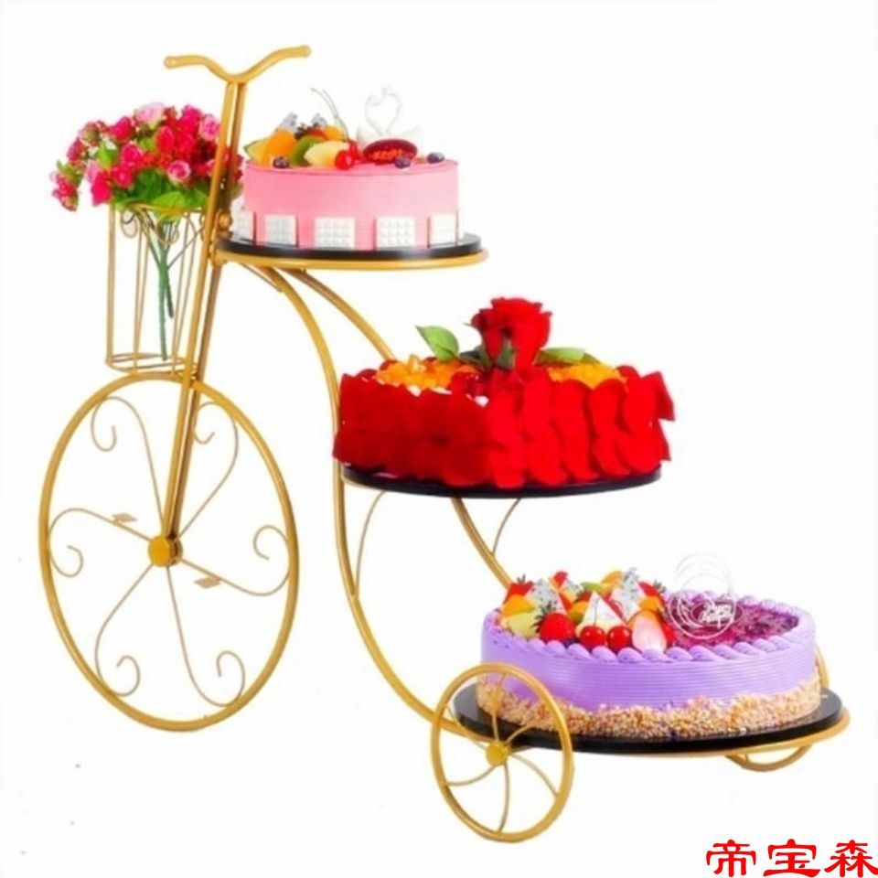 European style new pattern originality Iron art Cake Stand Bicycle birthday Wedding celebration wedding multi-storey Dessert Showcase