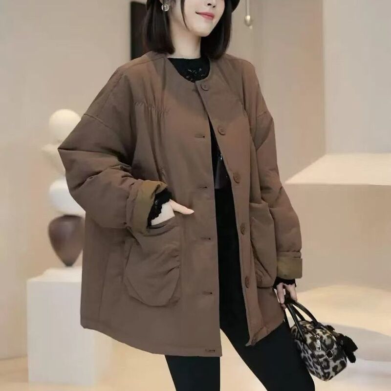 Big Sale Special Export Original Winter New Large Size Quilted Asymmetrical Cotton Outwear Loose Casual Cotton Outwear Jacket for Women