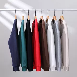 重磅国潮秋冬圆领工作服班服广告衫文化衫宽松团服卫衣定制印logo