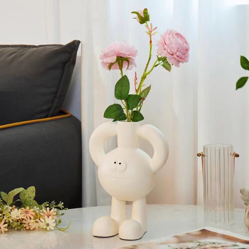 Nordic INS style large footed vase, cute and luxurious entryway dining table decor, decorative item, moving house gift, children's room flower arrangement