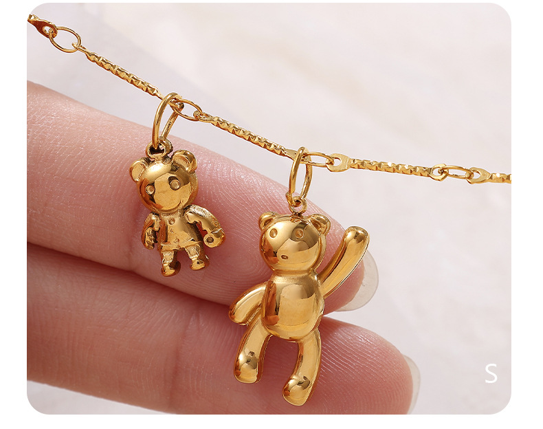 304 Stainless Steel Material Bear Pattern 1 Piece 304 Stainless Steel PVD Coated Real Gold Plated Bear Polished Pendant