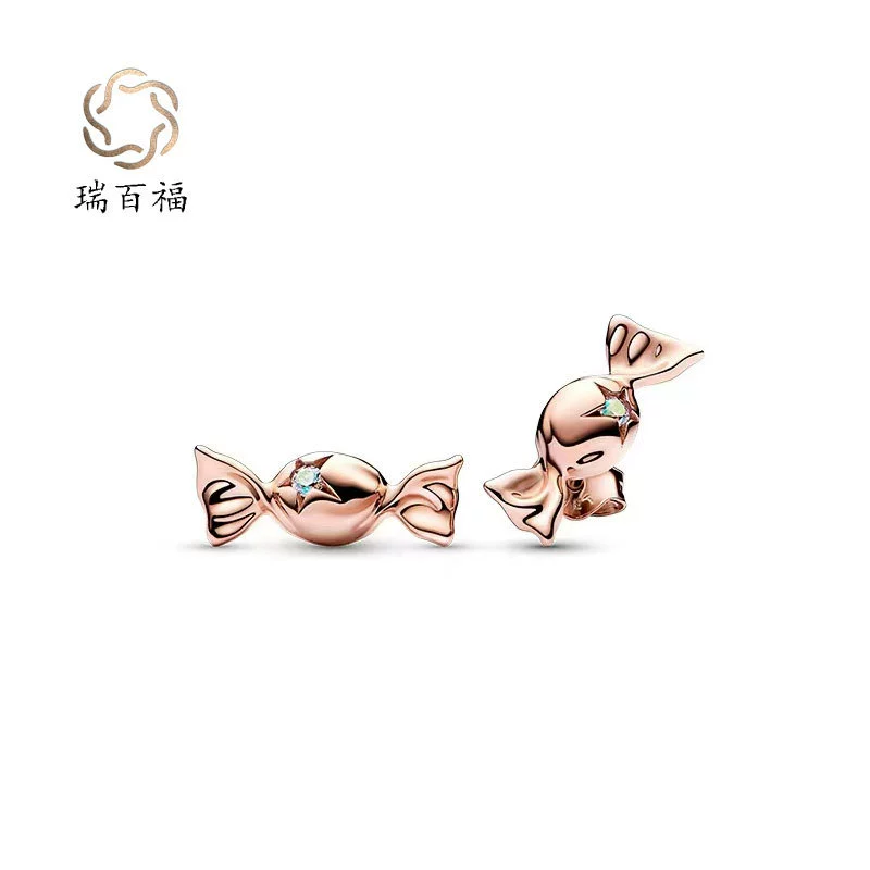 Zirconium, stone inlay, trend brand small cute fresh metal earrings