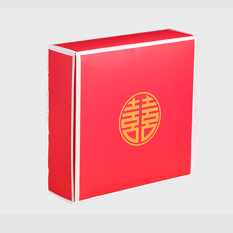 Boda boda Toalla de baño toalla caja de regalo piña Plaid rojo toalla festiva boda retorno regalo caja