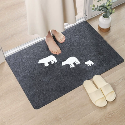 Avtomobil döşəmə paspasları — Stain-Resistant and Washable Bathroom Floor Mats - gray-three-bears-4060cm-upgraded-version-of-diatom-mud