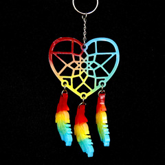 捕夢網羽毛吊墜掛件愛心型膠模具套裝鏡面水晶滴膠耳環飾品亞馬遜