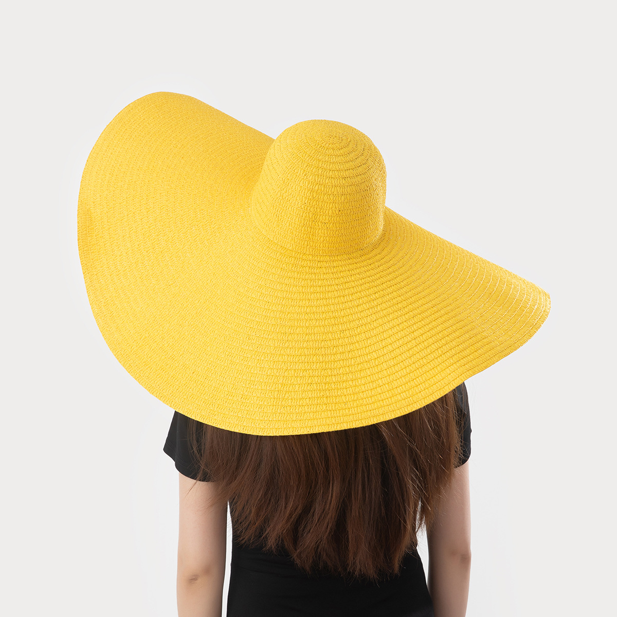 Cappello di paglia donna a tesa larga pieghevole per spiaggia_voghion.com