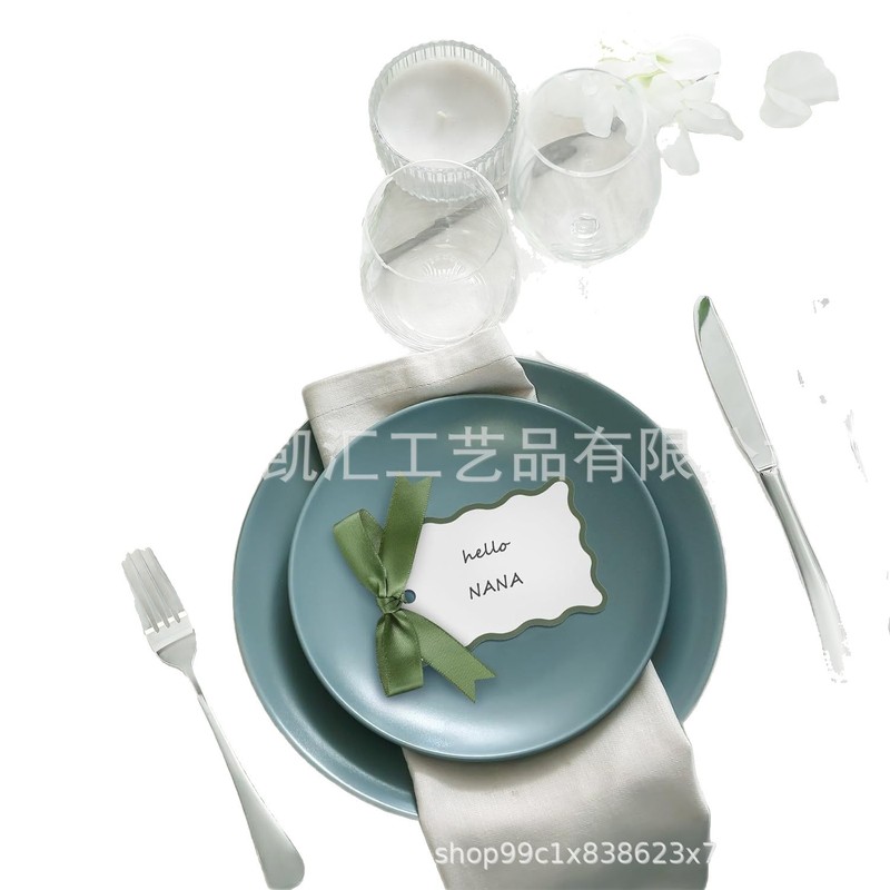 ホタテ貝の形のリボンシートカード、結婚式のテーブルセッティング、誕生日婚約ディナーデスクトップ装飾用|undefined