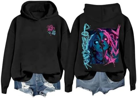 DLDXJQTPL Jinx Was Here Women Hoodie Jinx Arcane Figure