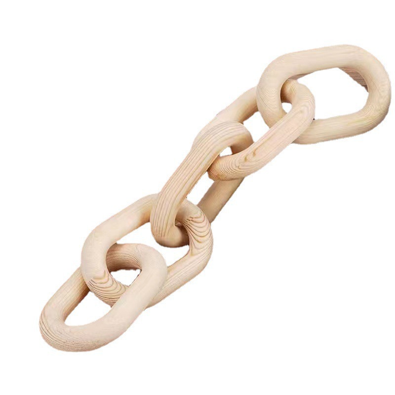 Cadena de madera de cinco anillos al por mayor cadena de madera hecha a mano cadena de madera decoración de sala de estar de dormitorio cadena de madera maciza hebilla