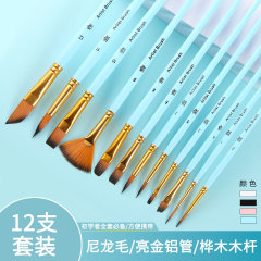 国境を越えた12本の珠光ナイロン毛絵筆セット美術油絵ペン学生絵画水彩ペンdiy線筆