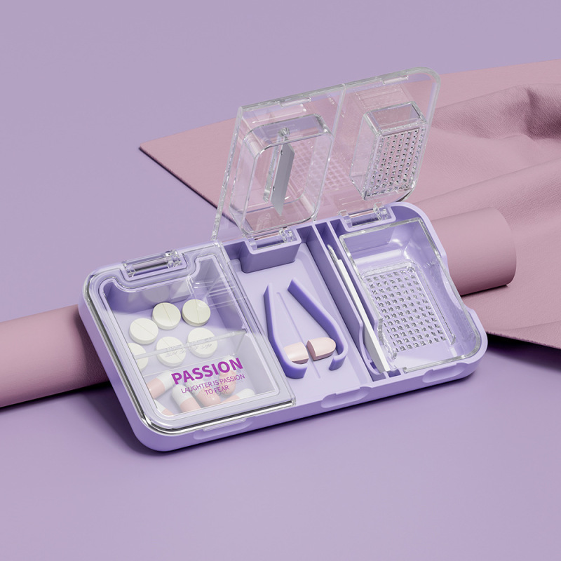 USAR【特許取得済みデザイン】3in1多機能薬剤カッター、薬箱、粉末薬箱、錠剤カッター、携帯用|undefined