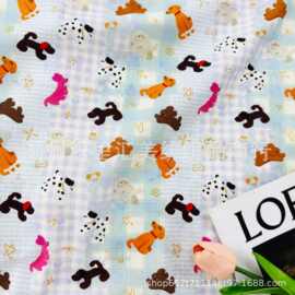40支纯棉布数码直喷印花面料宠物狗狗手提袋儿童服装连衣裙家居服