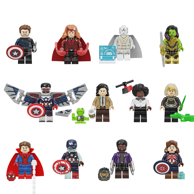 Cross-Border Wholesale Pg8298 Hero Series Minifigures Super Building Block Dolls Small Particle Assembly Toys 12 Styles in Bags