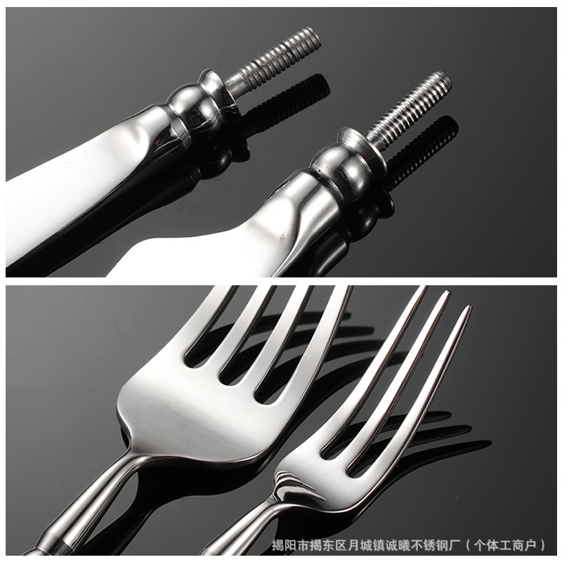 卸売 304 ステンレス鋼ボールビーズハードウェアヘッド半完成西洋食器厚みのある固体旋盤部品ナイフ、フォーク、スプーンアクセサリー|undefined