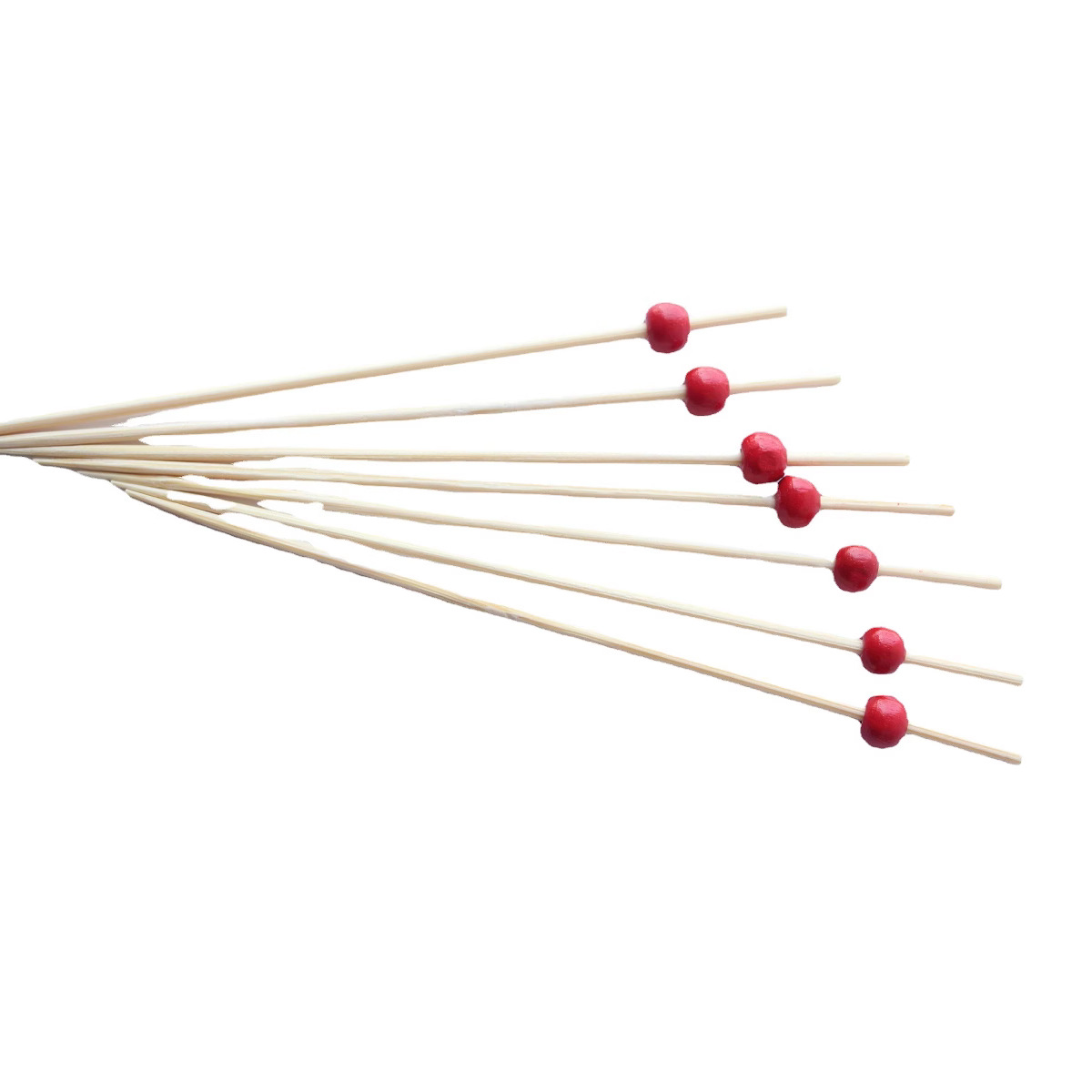 Palillo de fruta desechable varilla blanca bola roja perlas Arte Creativo palillo hamburguesa palo cóctel Tenedor de fruta celebridad de Internet