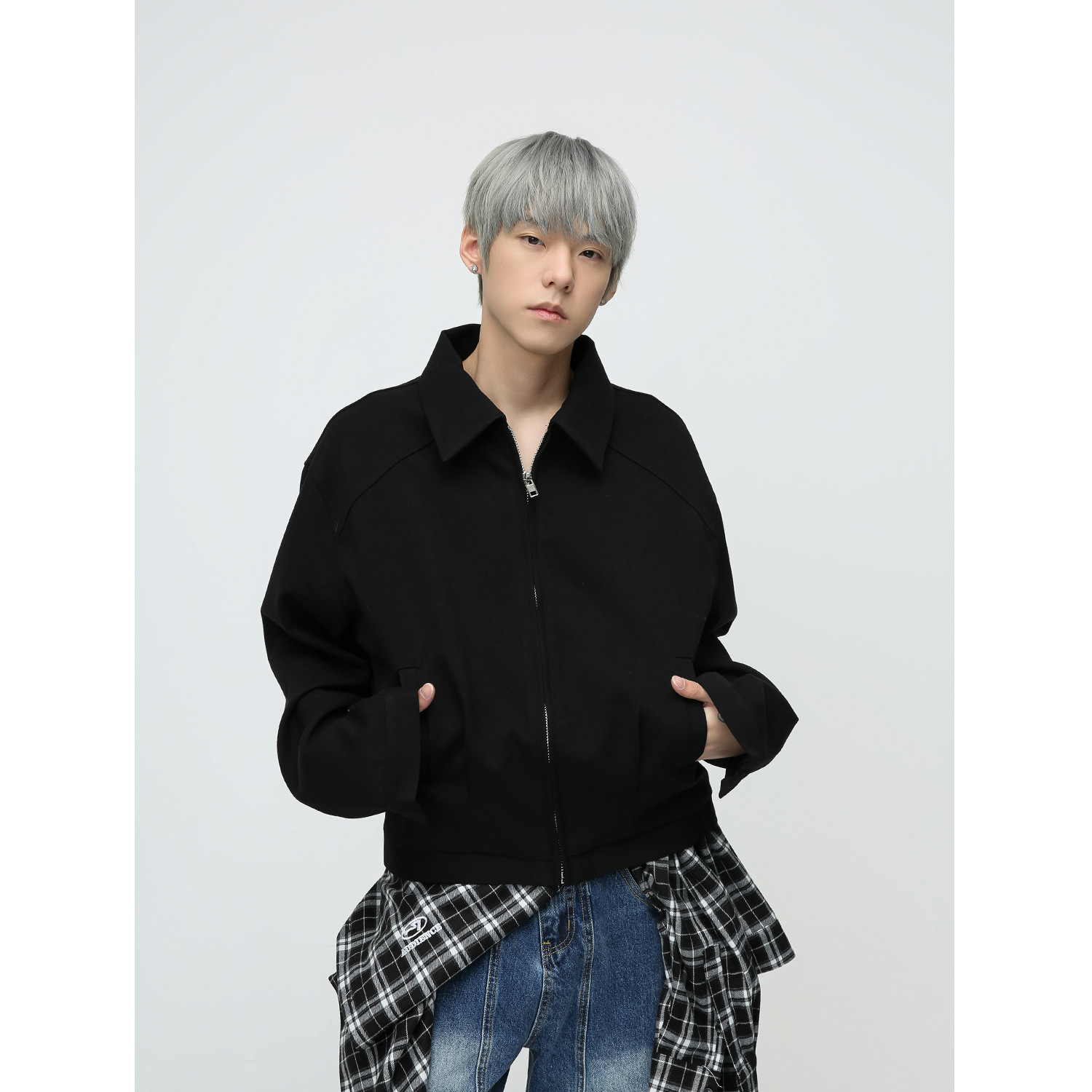 Mtlclothes ropa de Hombre | 2023 otoño nuevo estilo británico de alta calidad simple color sólido solapa Chaqueta corta