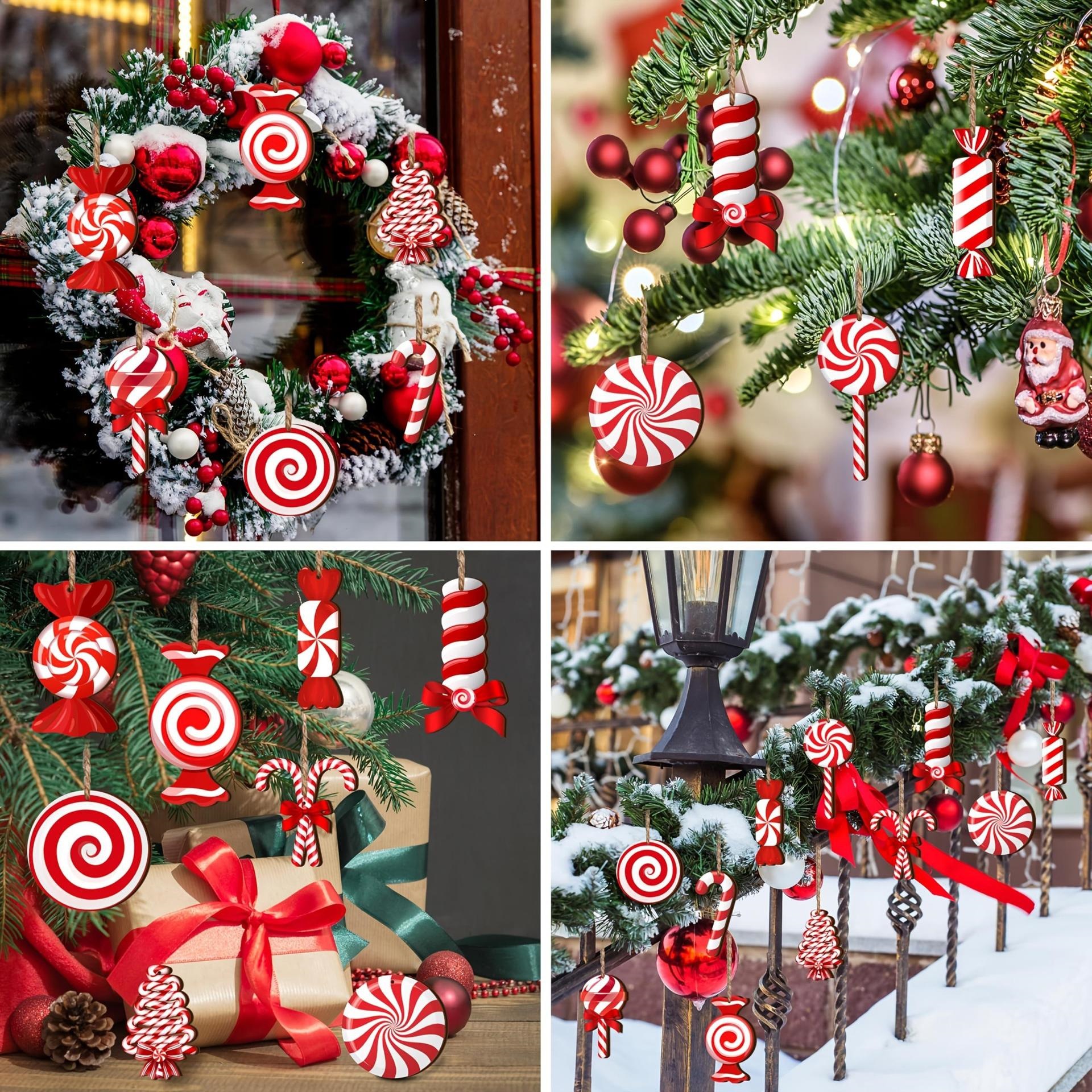 12-teiliges Weihnachtsdekorations-Set aus Holz, Geschenkanhänger, Weihnachtsbaum-, Kamin- und Fensteranhänger, Weihnachtsparty-Zubehör – Detail 8