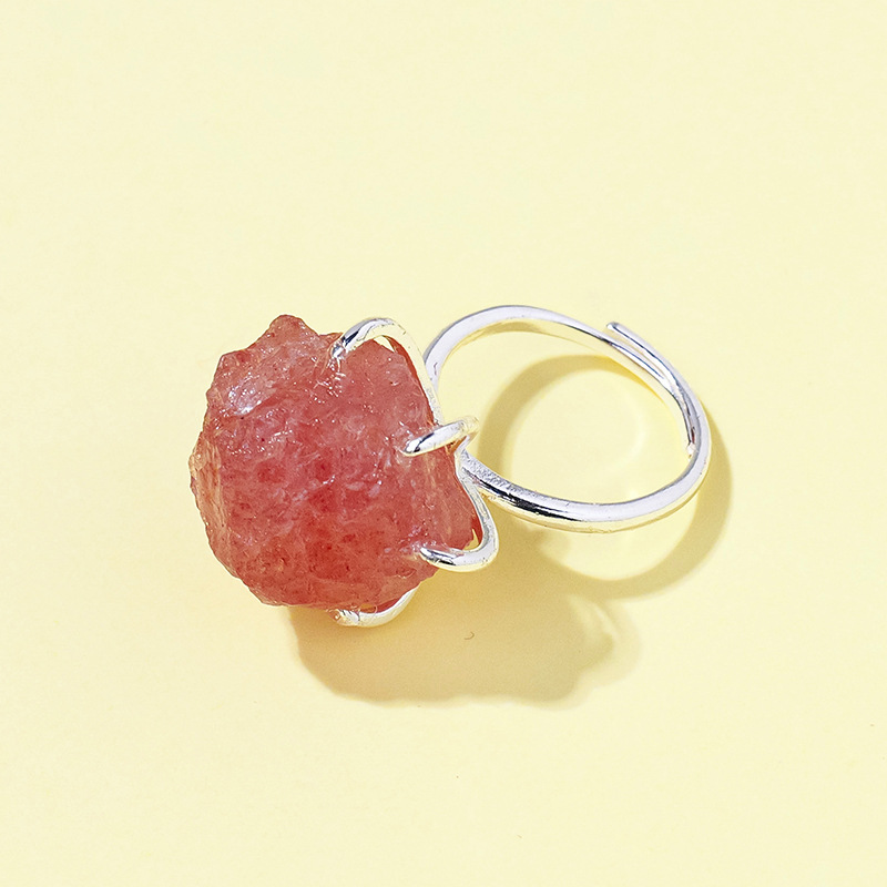 딸기 크리스탈(6개의 발톱이 있는 은색 홀더)