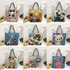 Fashionable retro shopping bag, city style, with embroidery, wholesale