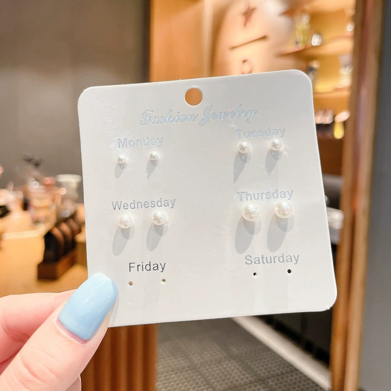 Earrings set, small elegant studs 2–12 pcs, pearl and charming motif designs