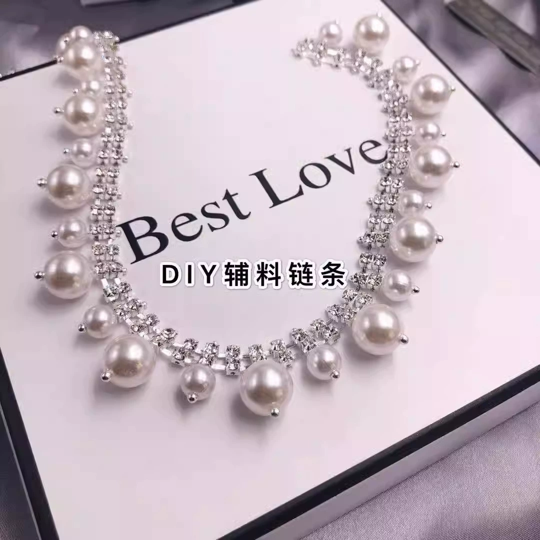 Жемчужная цепочка с бриллиантами, аксессуары «сделай сам», новинка 2025, цепочка со стразами и кисточками, сшитая вручную декоративная одежда, декоративные аксессуары
