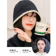 假髮帽子女短髮一體網紅新款時尚秋冬毛線漁夫帽帶頭髮自然全頭套