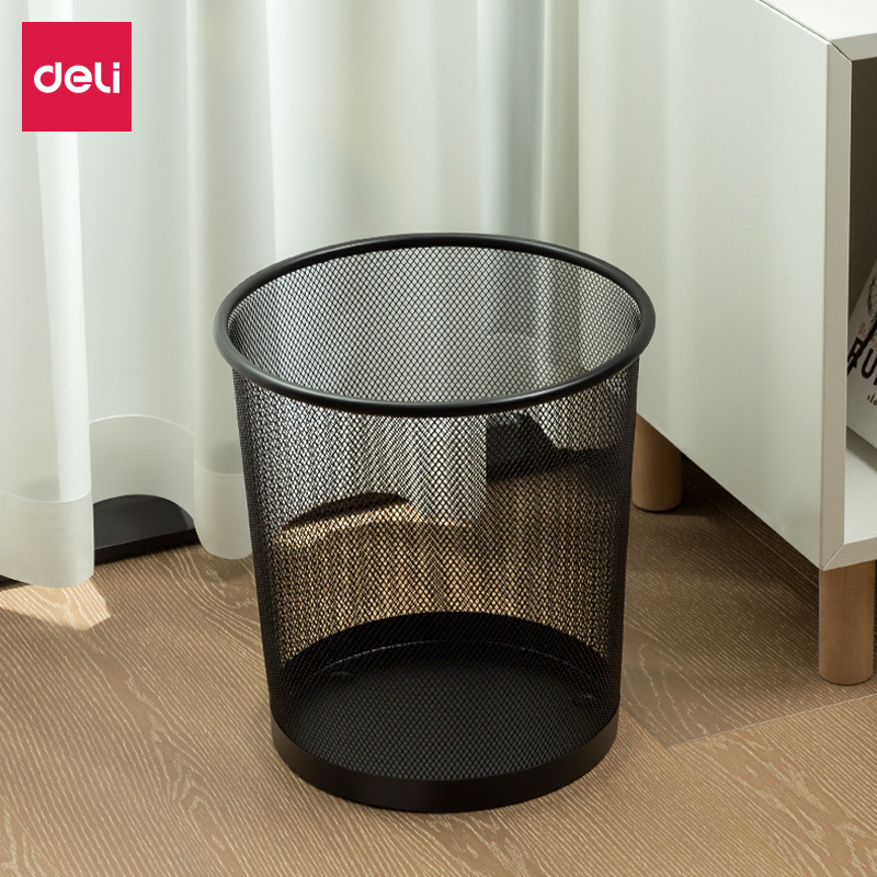得力9189 9090 9188垃圾桶厨办公室厨房客厅卫生筒大号金属铁丝网