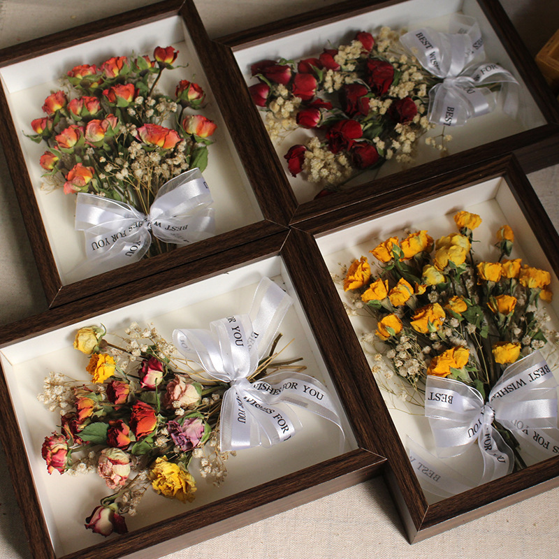 完成品フォトフレームドライ花植物標本真花薔薇家庭装飾置物祝日プレゼントプレゼントプレゼント装飾画|undefined