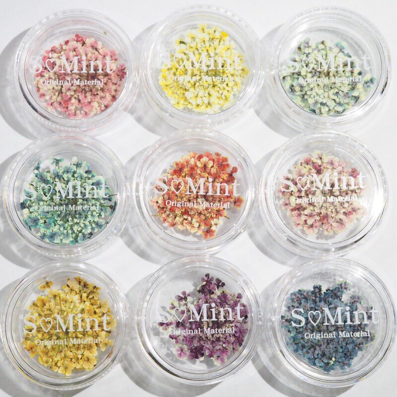 2022 Japanese Nail Art Morandi Color Lace Flower Dried Flower smint Same Snow Bead Flower Double Color diy Jewelry