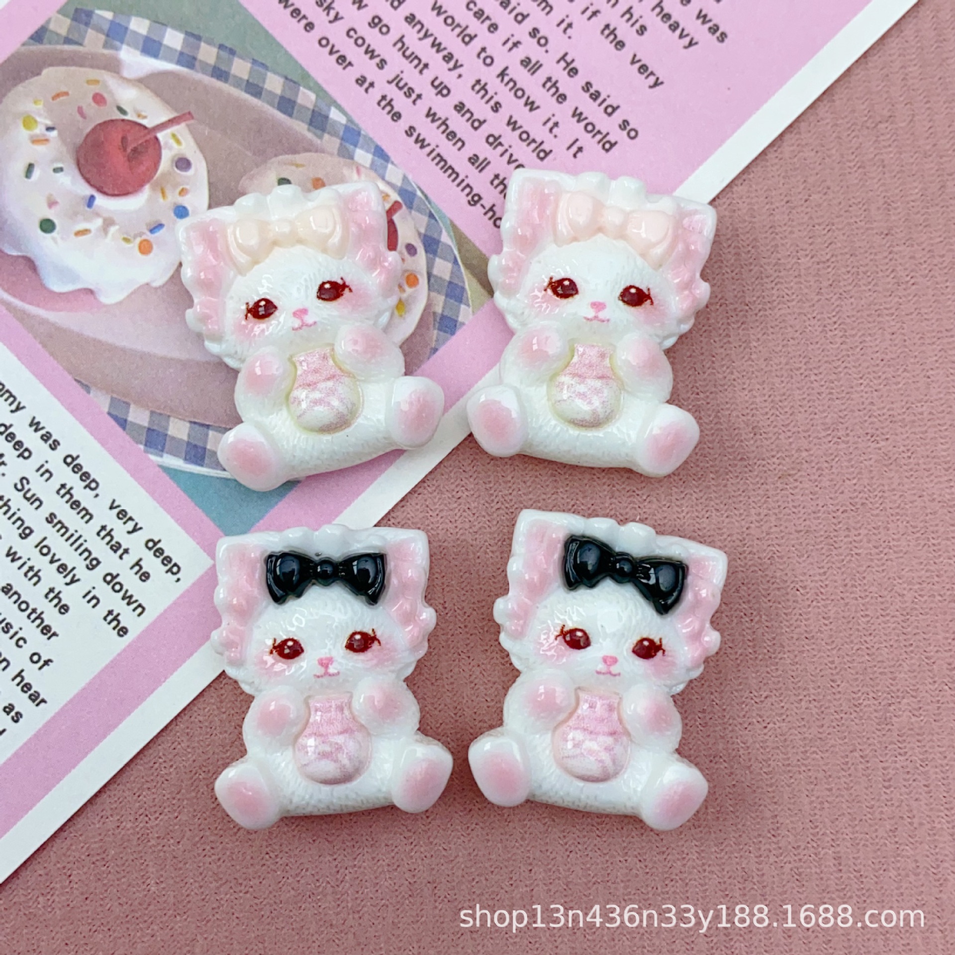 かわいい抱っこ瓶子猫diyシミュレーション樹脂部品携帯ケース手作りヘアピンアクセサリー材料