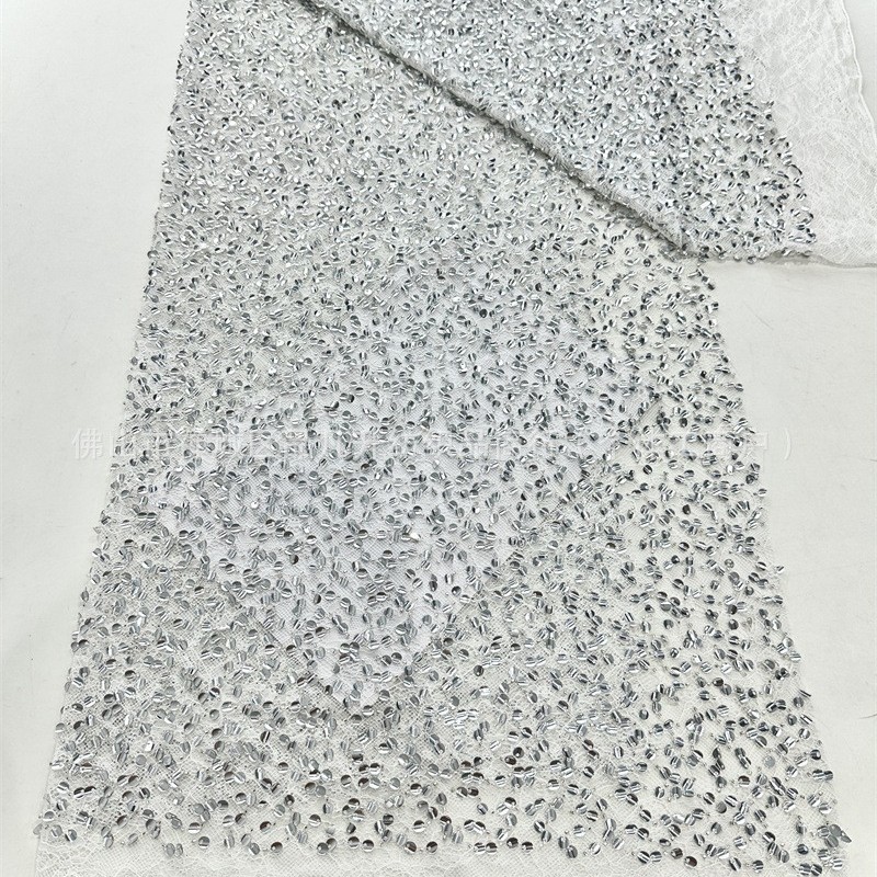 Tejido de sequinilla tejido de bordado pesado tejido de cordón de encaje de verano vestido de noche alta tela de moda image 1