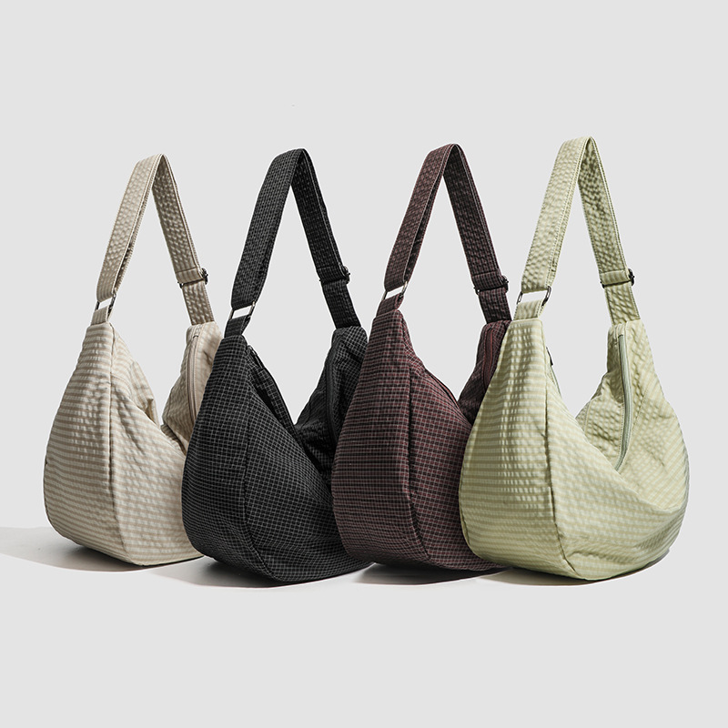 2025 South Korea Niche Ins Waffley Cloth Bag Bag Fashion Casual Lazy Style Shoulder Crossbody Tote Bag