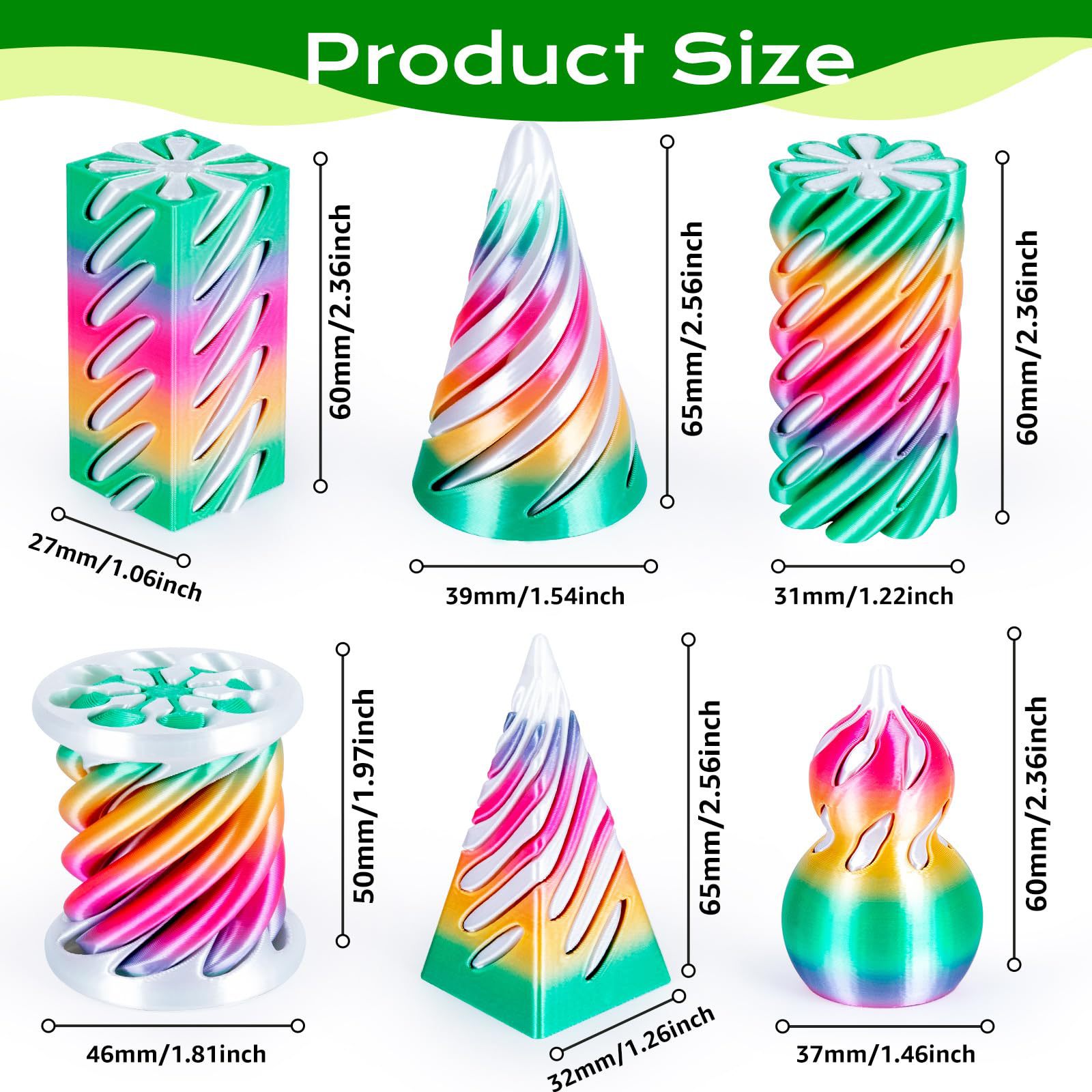 Impresión 3D descomprimir juguetes de espiral para niños rompecabezas desarrollo espiral estructura tridimensional punta de dedo juguetes de vórtice bicolor