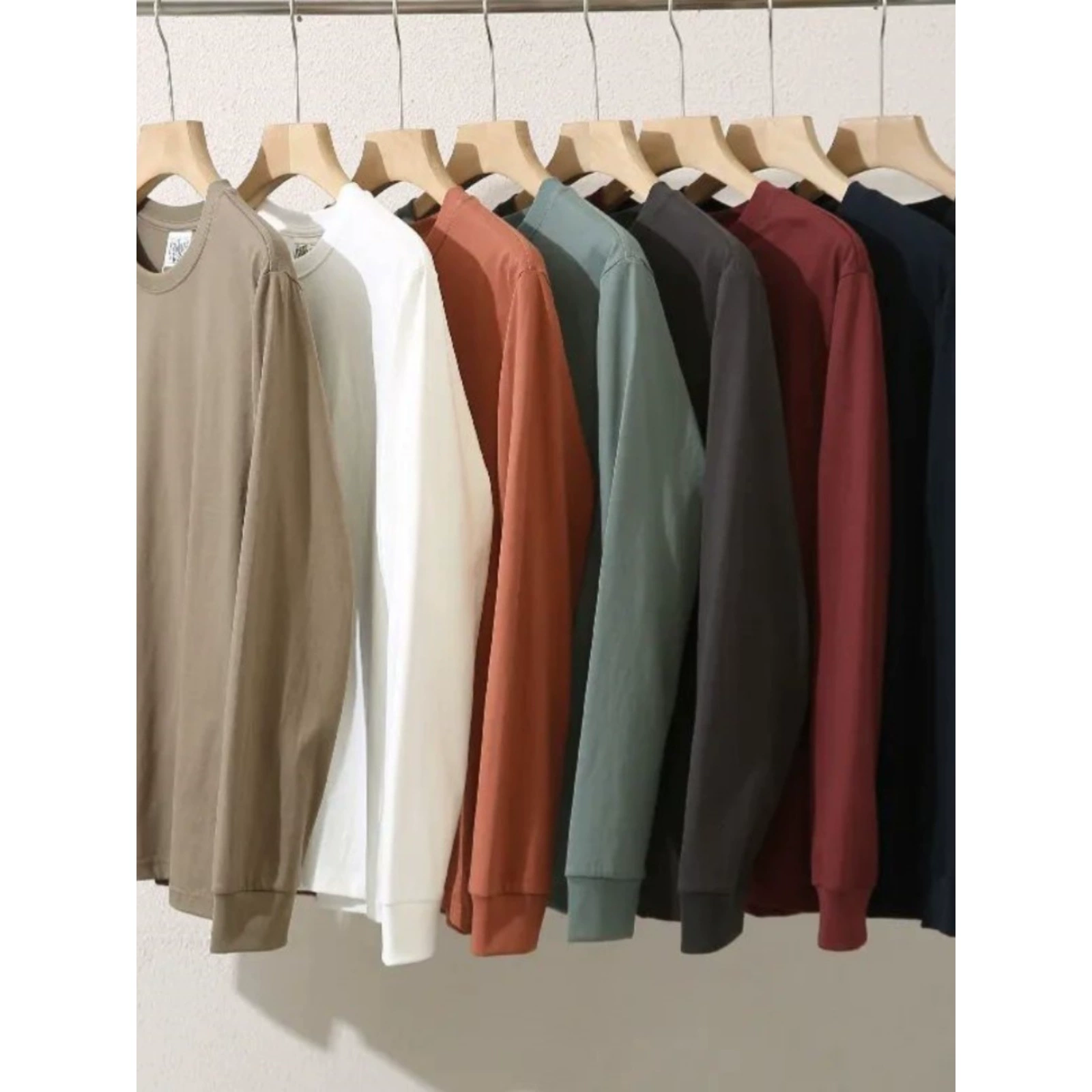 Высококачественные материалы! Непревзойденное качество! Однотонная футболка! Качество как от производителя! Футболка с длинным рукавом, 100% хлопок, весенняя мужская одежда.